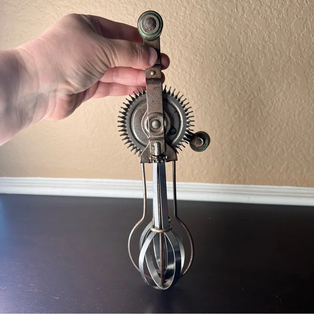 Antique Egg Beater Hand Crank, 1920’s, LADD Beater Stainless Steel, United Royal